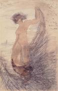 Auguste Rodin Nude with drapery painting